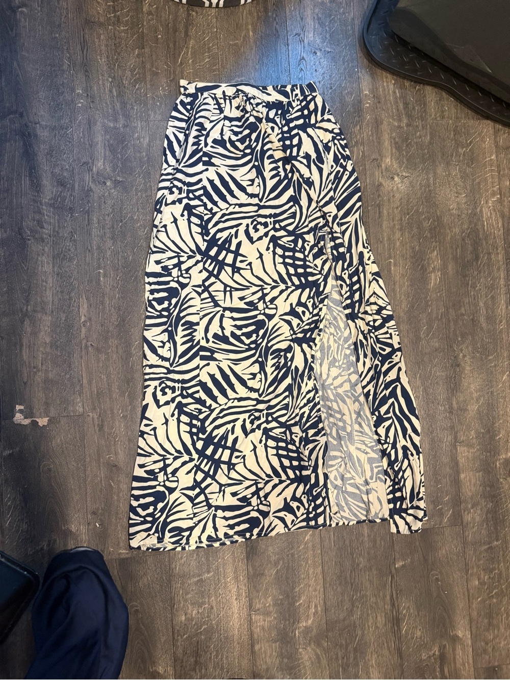 Patrons of Peace Navy & White Tropical Print Maxi Skirt